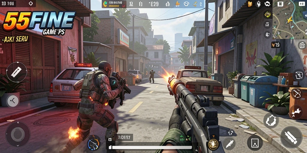 Gameplay menegangkan di 55FIVE dengan aksi taktis yang seru.