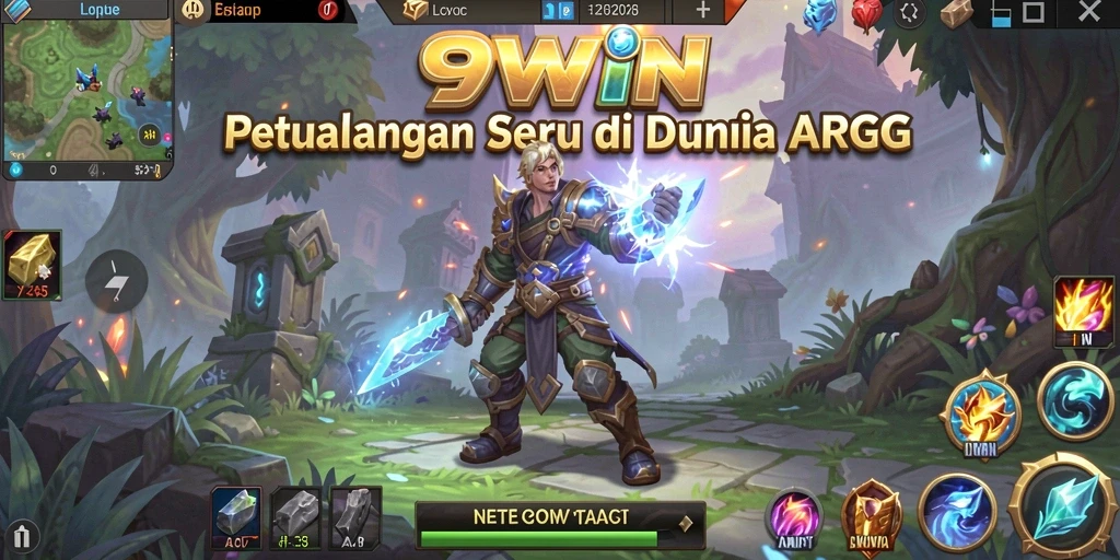 Screenshot gameplay 9WIN menampilkan pertempuran seru antara karakter pemain dan monster.