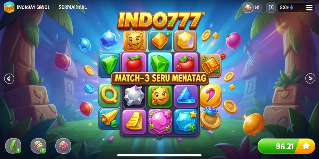 Tampilan gameplay seru dari INDO777 dalam genre Match-3.