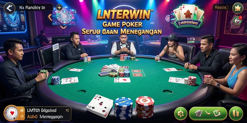 Screenshot LNTERWIN menampilkan aksi gameplay Poker yang seru.